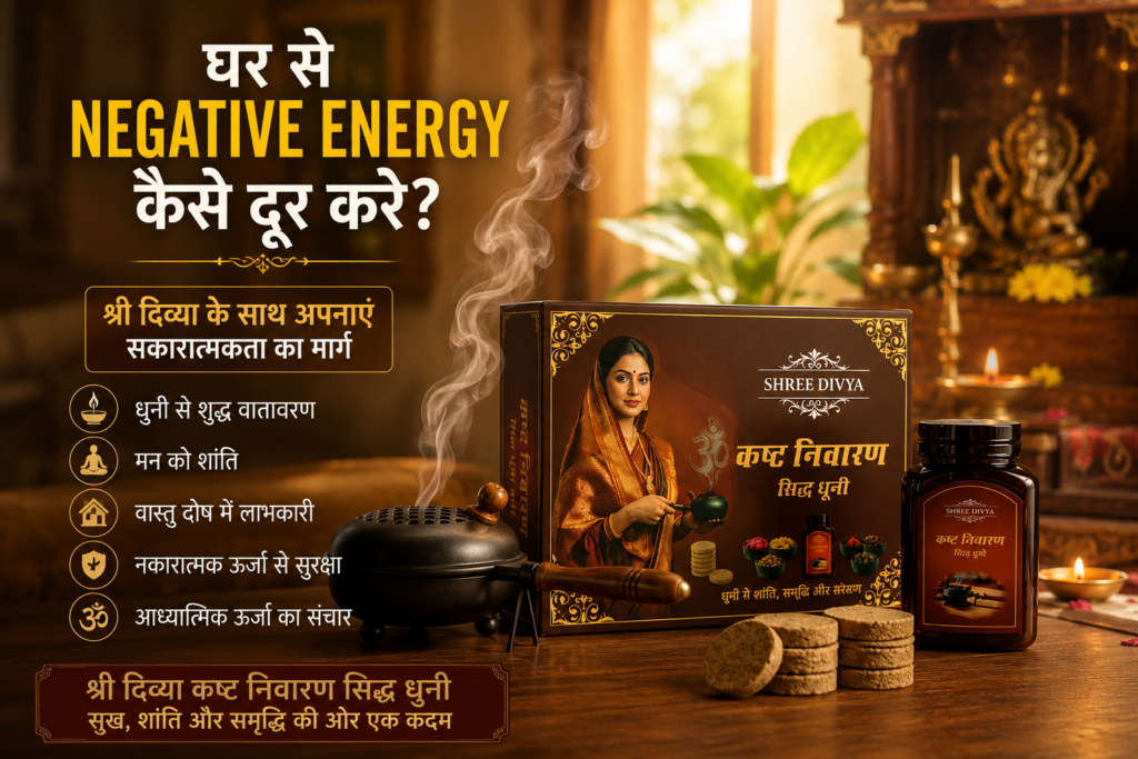 Janiye ghar se negative energy dur karne ke 7 asaan upay. Dhuni, mantra, deepak aur vastu tips se ghar mein positive energy badhayein.